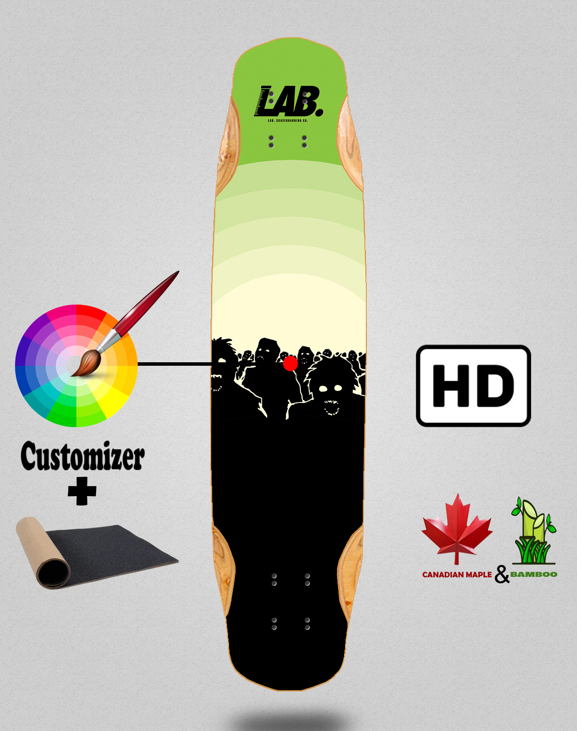 38x8.45 longboard deck with grip