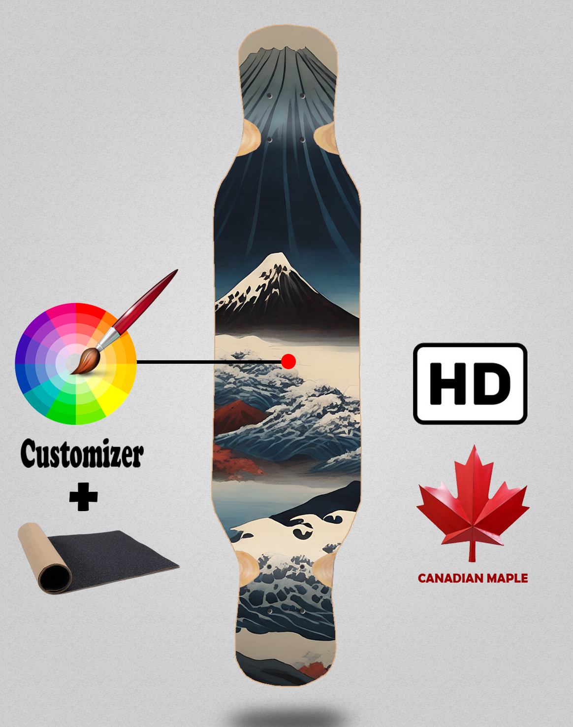 46x10 Longboard deck with grip