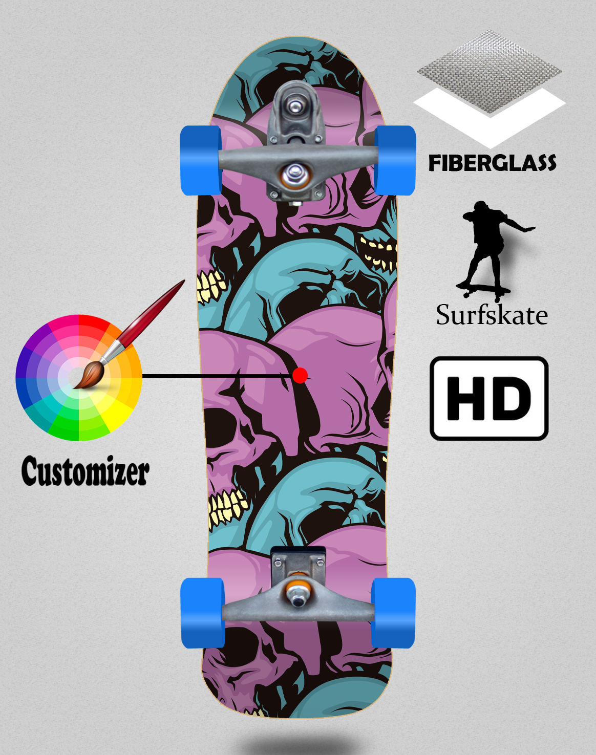Surfskate with T12 trucks Holy 9x31¨