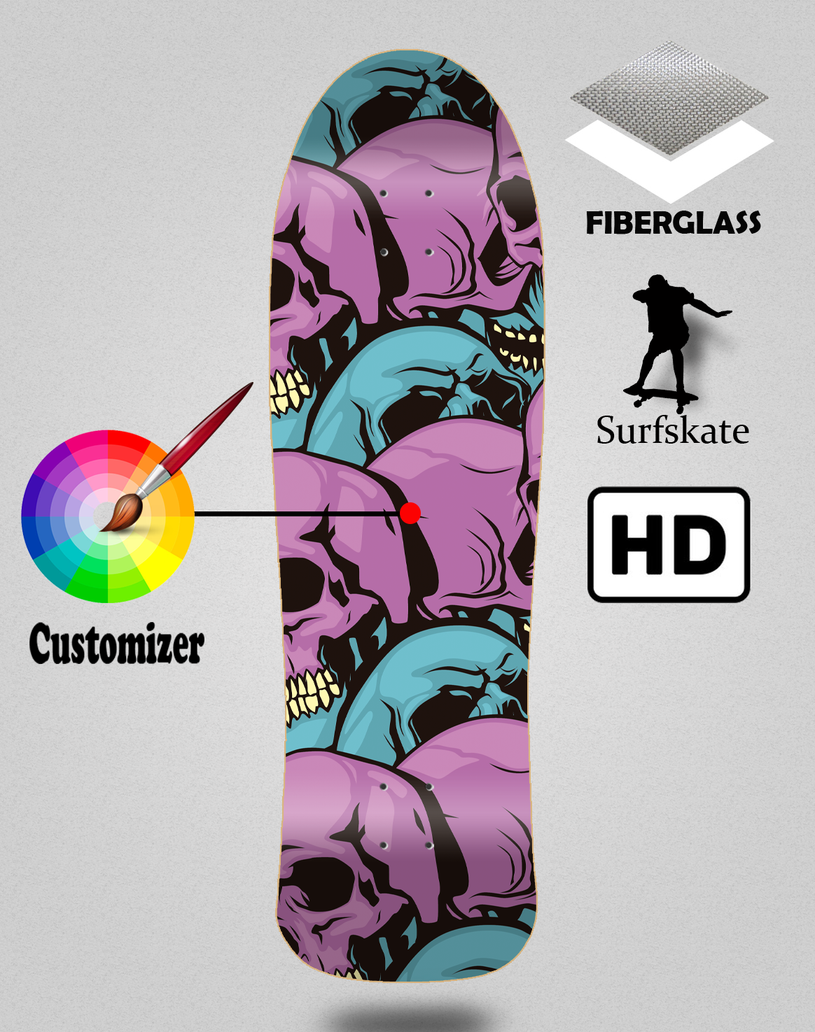 Holy 9x31¨ old school surfskate deck