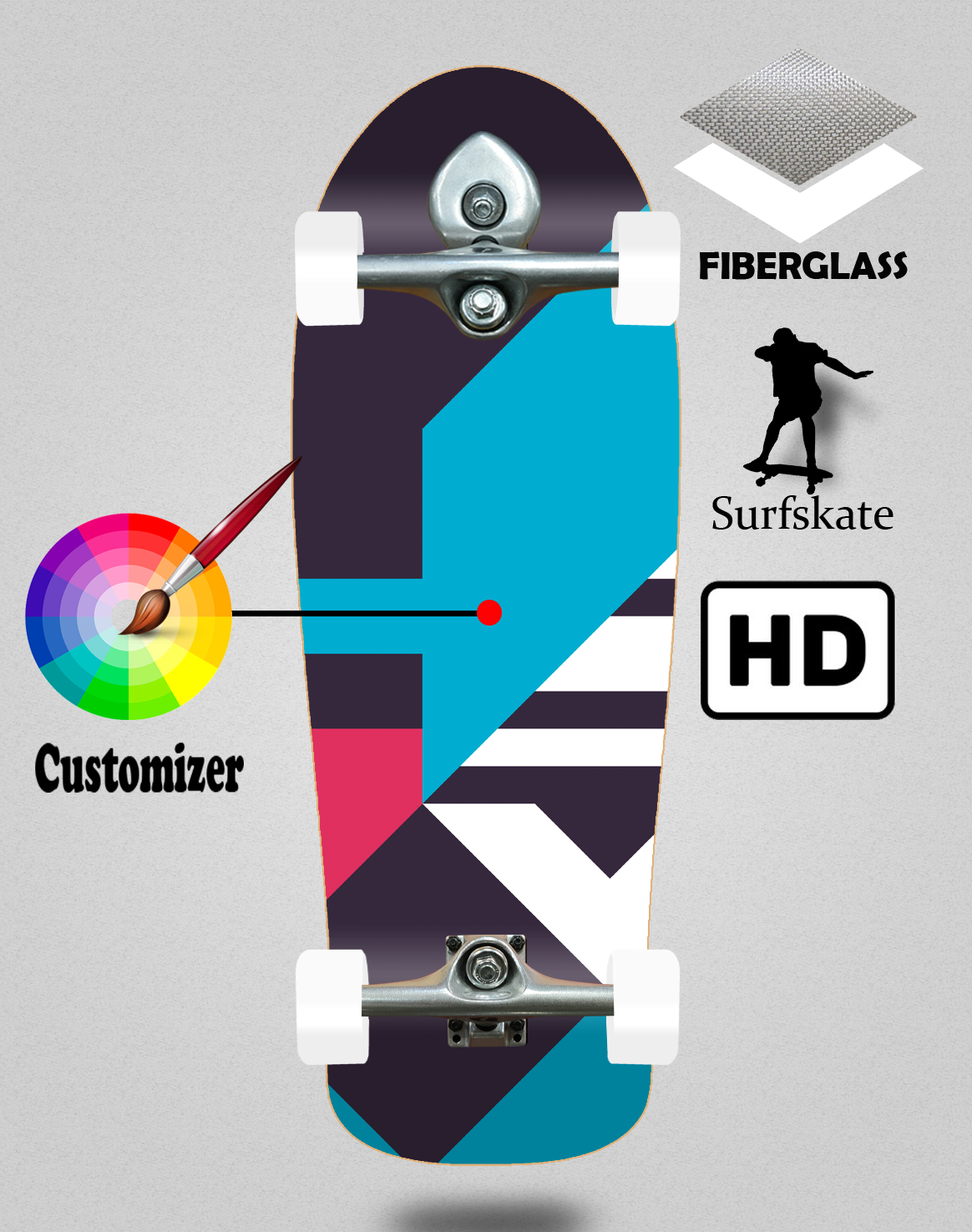 Surfskate with BURI trucks Nat 10x30¨