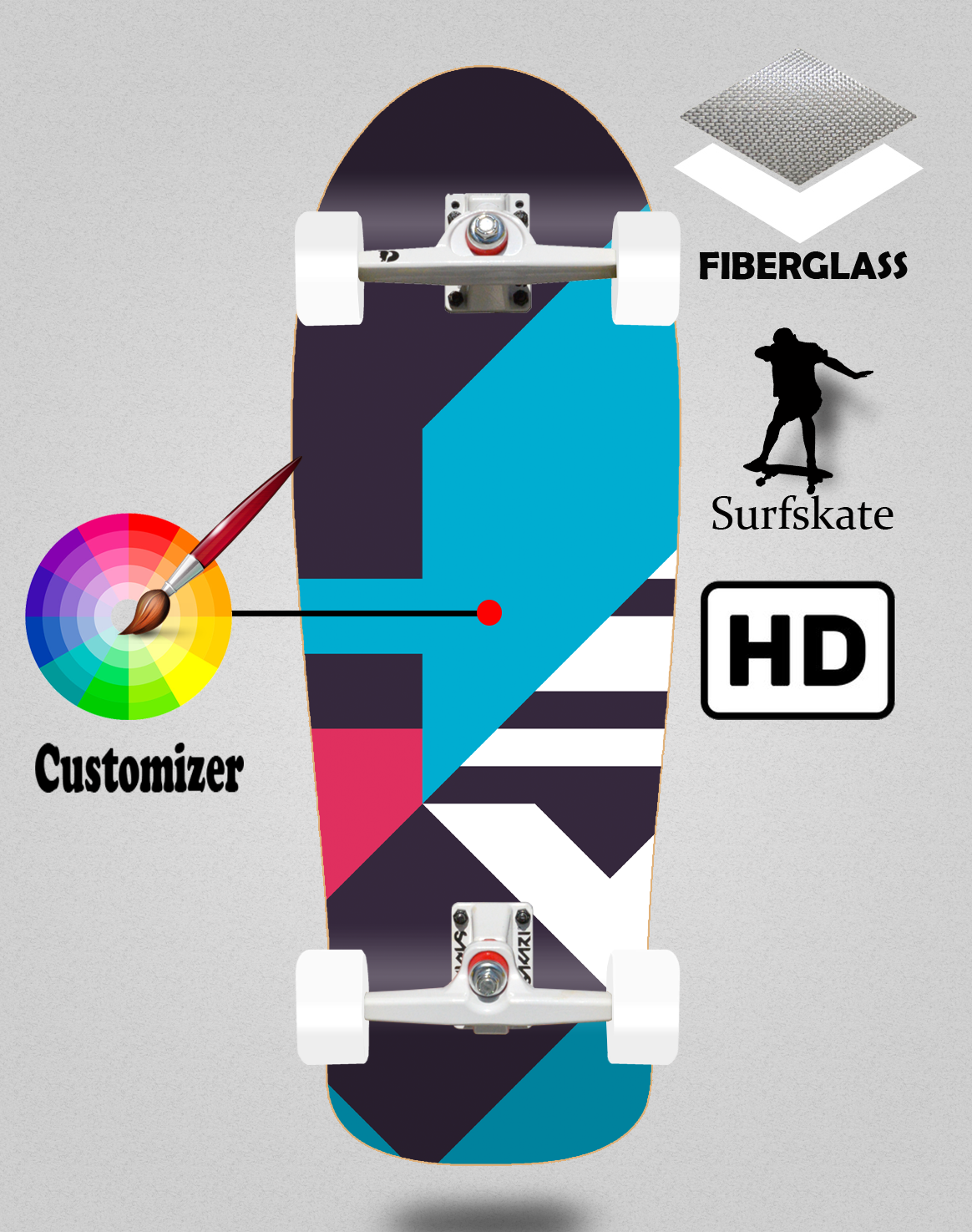 Surfskate with SGI trucks Nat 10x30¨