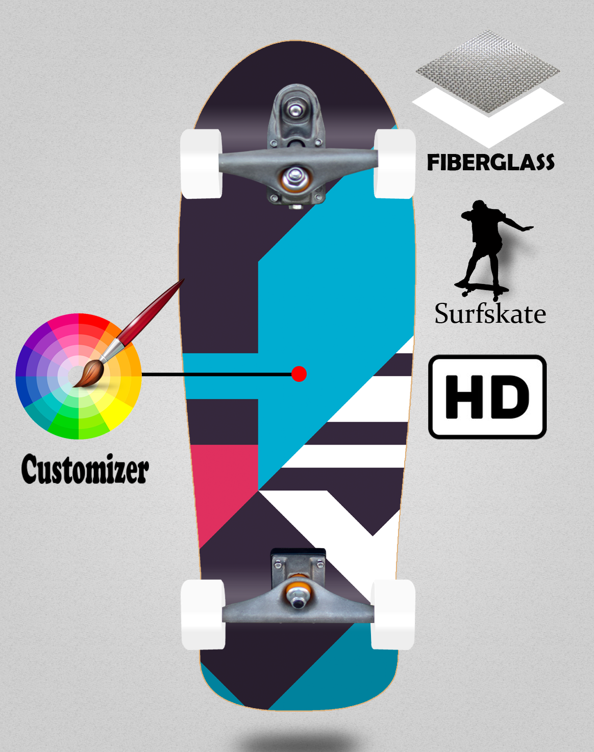 Surfskate with T12 trucks Nat 10x30¨